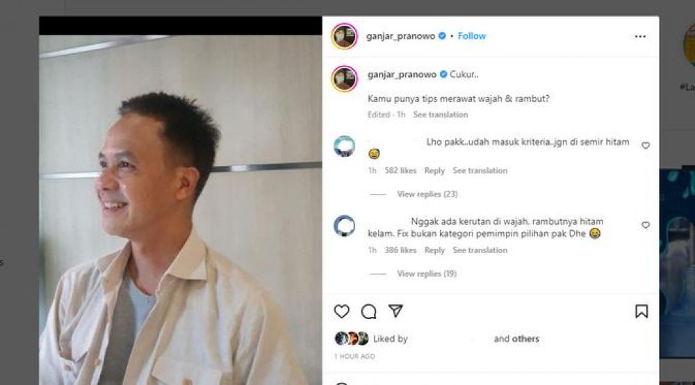 Usai Dikaitkan Pidato Jokowi, Ganjar Pranowo Pamer Rambut Hitam