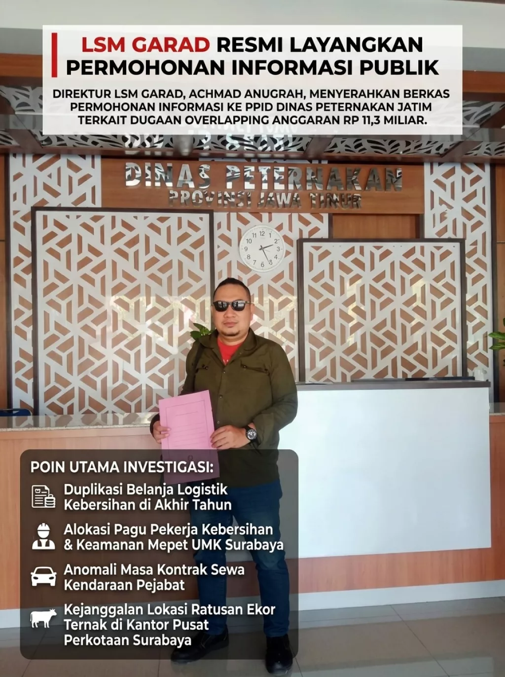 Dugaan Korupsi Pengadaan Ternak Rp11,3 Miliar Di Disnak Jatim, GARAD Bakal Seret ke Aparat Penegak Hukum (APH)