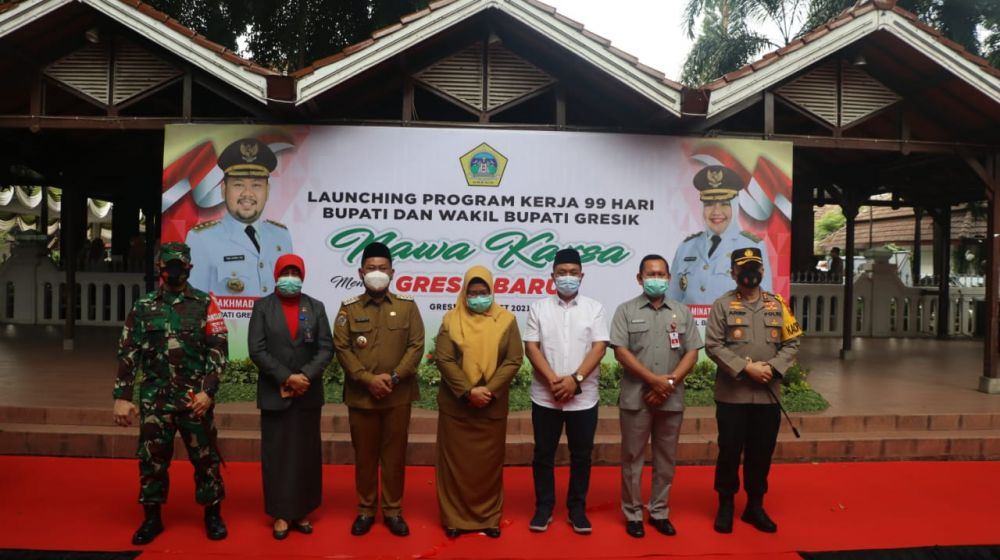 Kapolres Hadiri Launching Program 99 Hari Kerja Wakil & Bupati Gresik