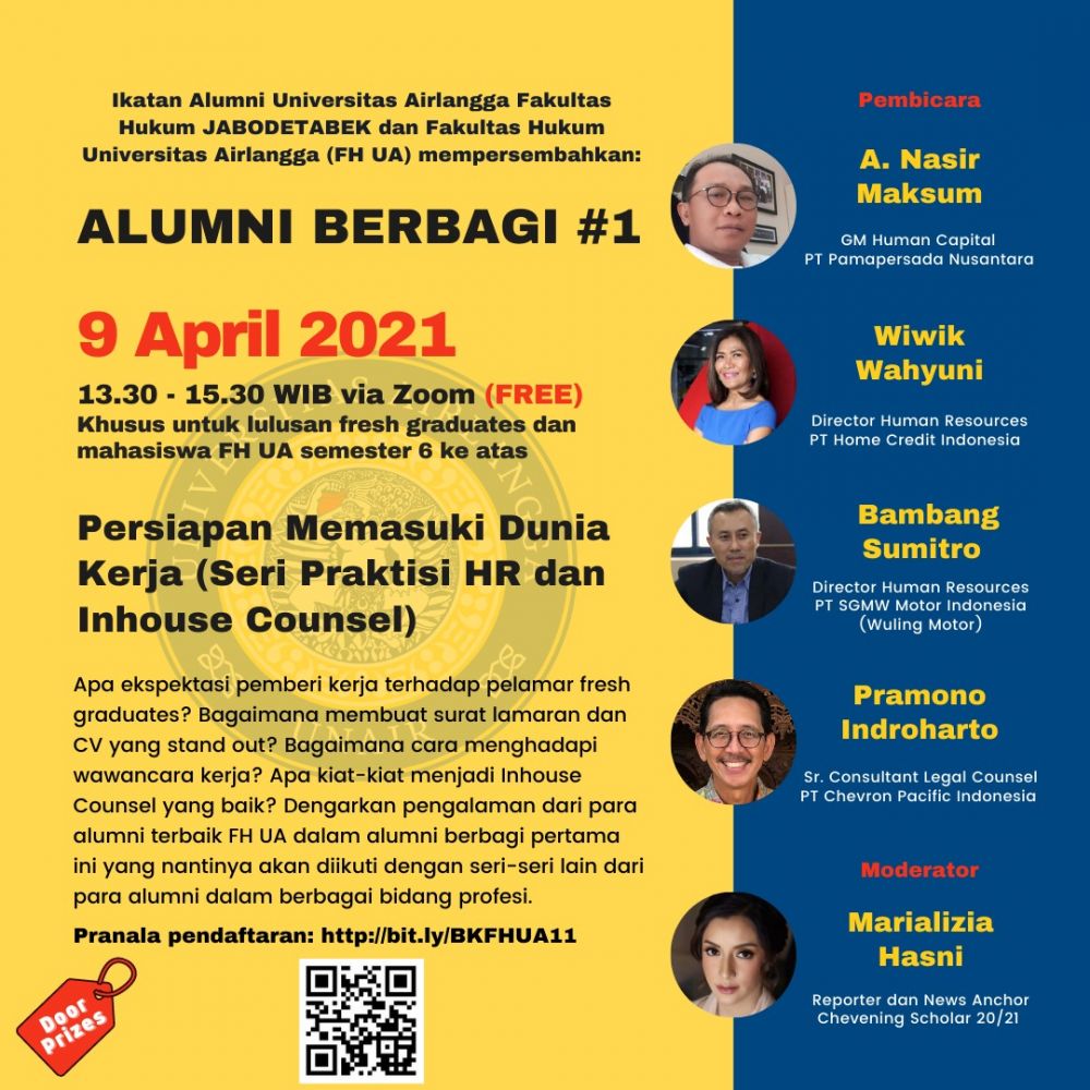 Ikatan Alumni FHUA Jabodetabek, Akan Gelar Alumni Berbagi 9 April 2021