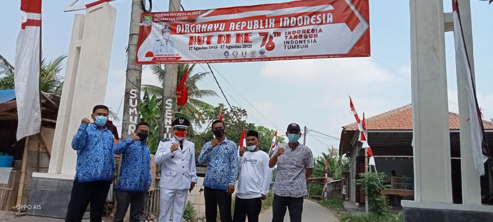 HUT RI Ke76, Pemdes Kelebet Tangerang Resmikan Gapura Selamat Datang