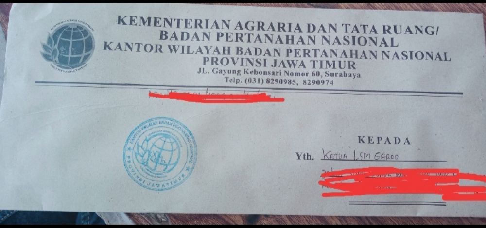 Balas Pengaduan LSM, Kanwil BPN Jatim Diduga Kuat Langgar Permen BPN