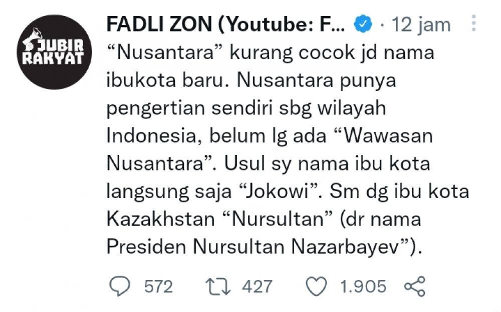 Nusantara Jadi Nama Ikn Baru Fadli Zon Minta Diganti Nama Jokowi 0564