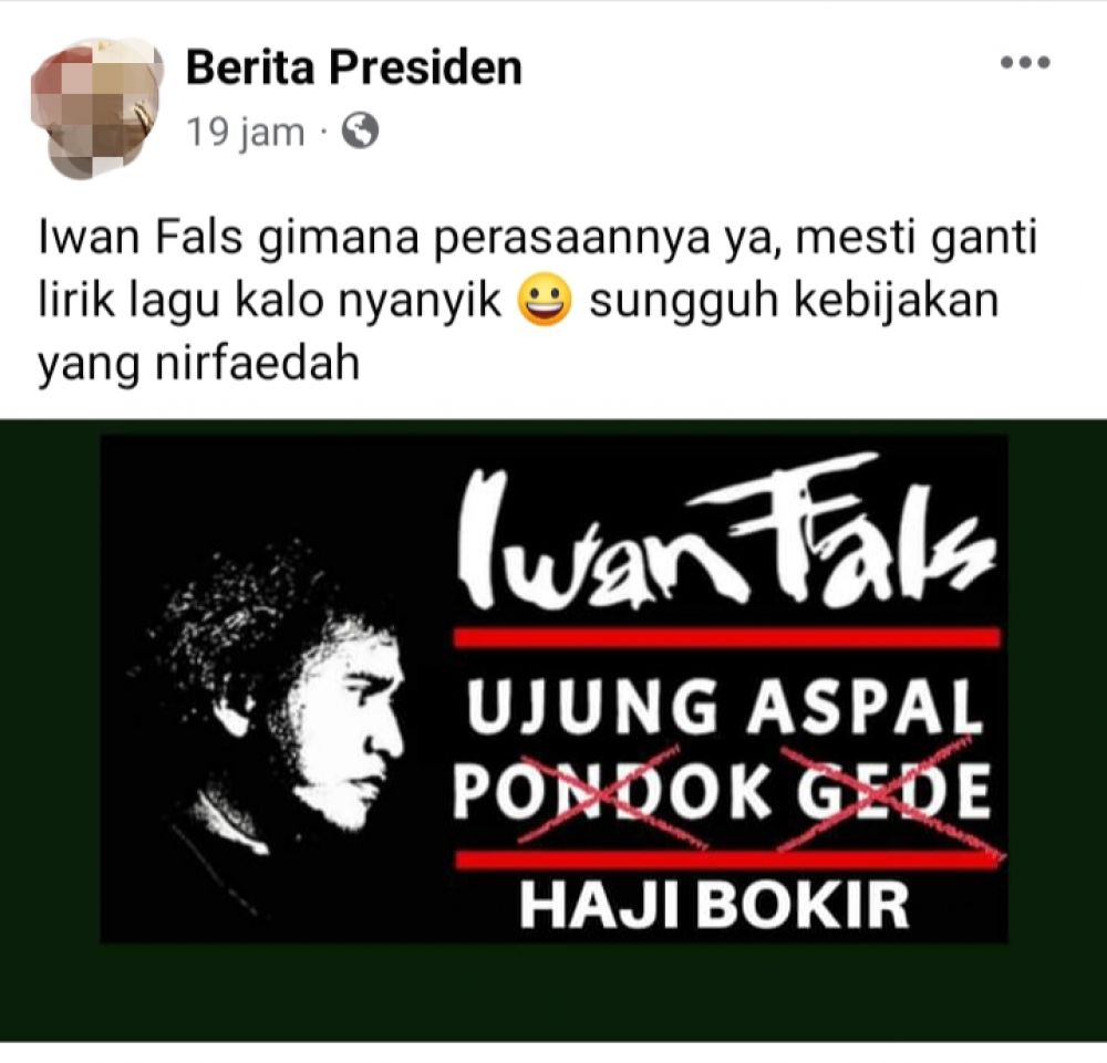 Beredar Meme Judul Lagu Iwan Fals Ujung Aspal Pondok Gede Jadi H Bokir