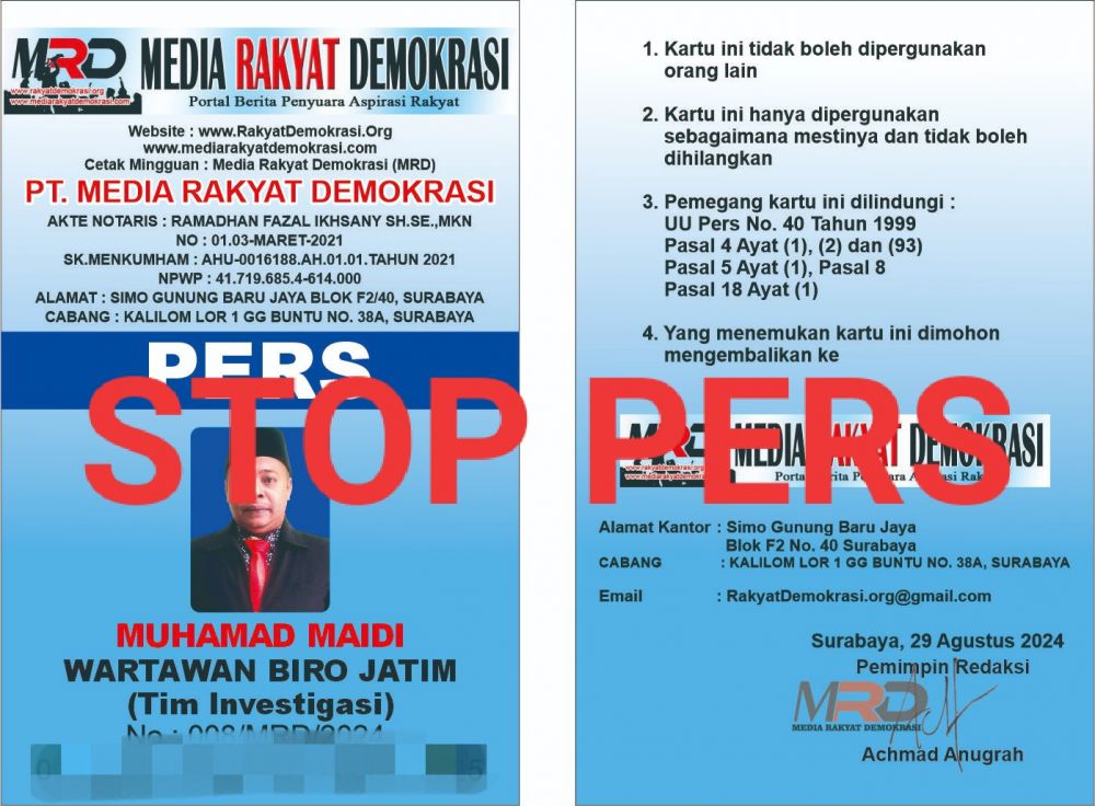 Stop Pers Wartawan Biro Jatim MRD Grup