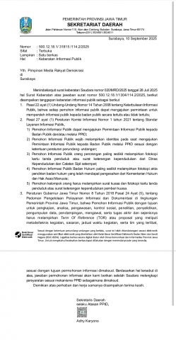 Gegara Hal Ini Sekdaprov Jatim Dianggap Kesampingkan UU Pers!